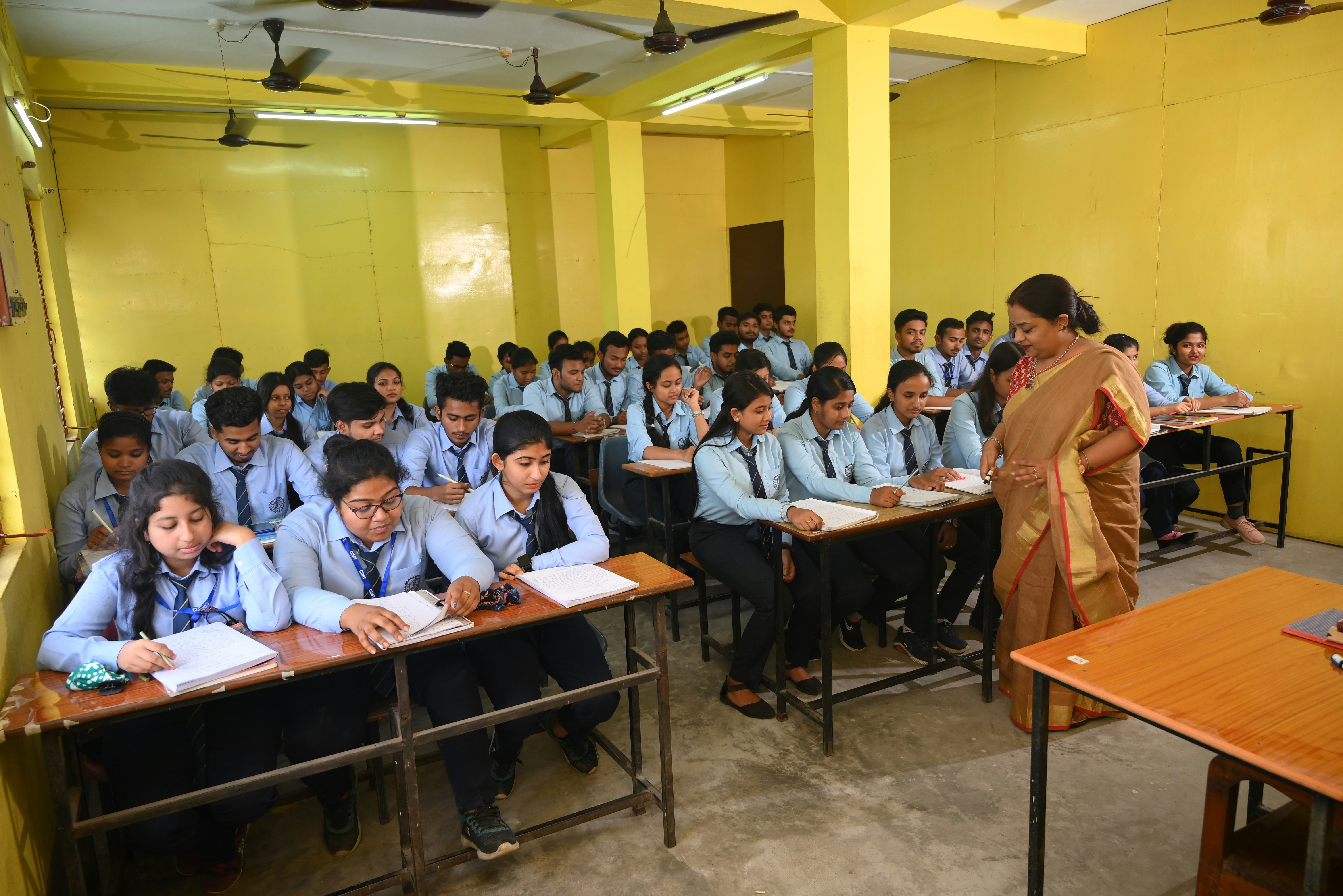 Indian classroom with students preparing for competitive exams