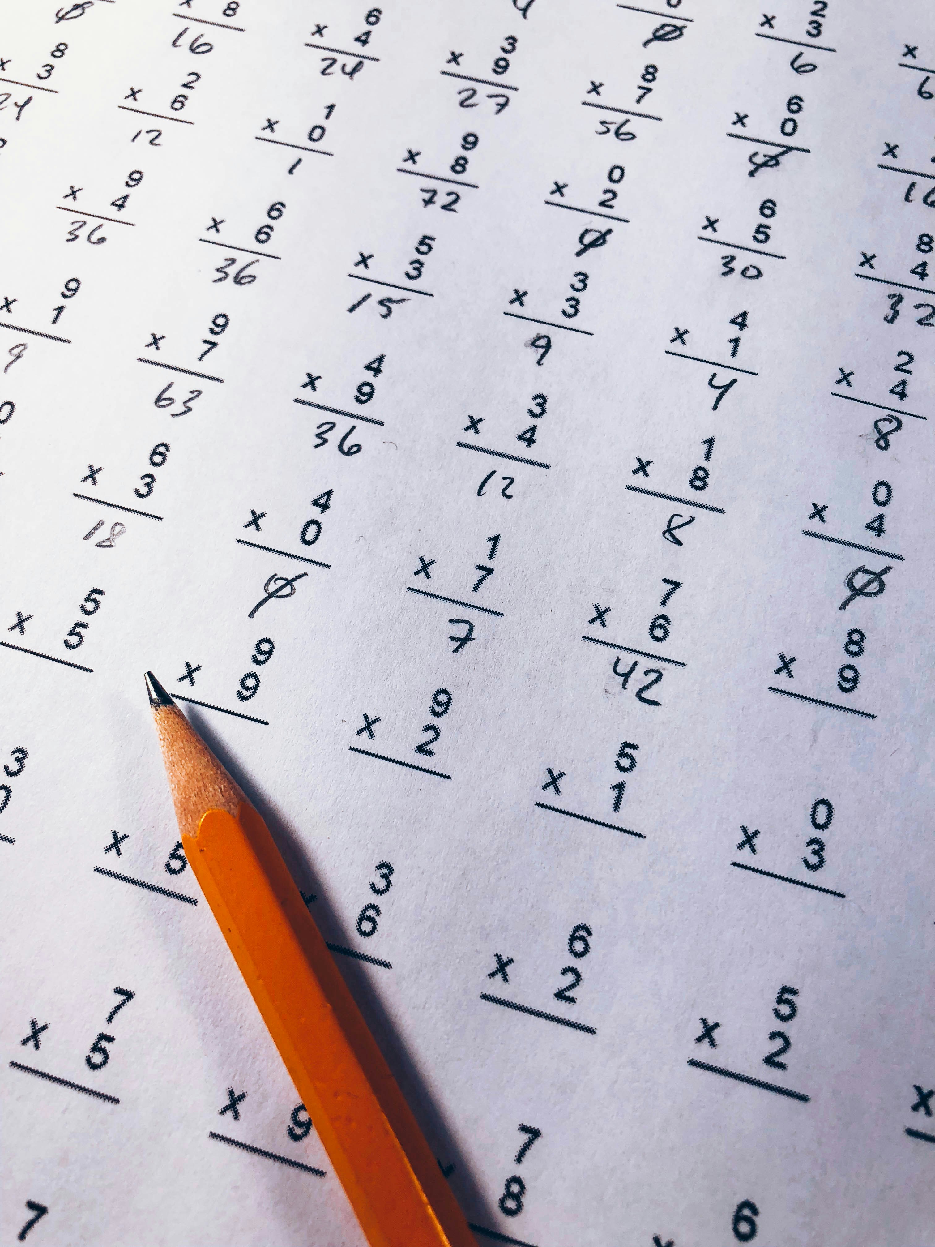 Pencil resting on a sheet of multiplication tables — SSC CGL cut-off data analysis